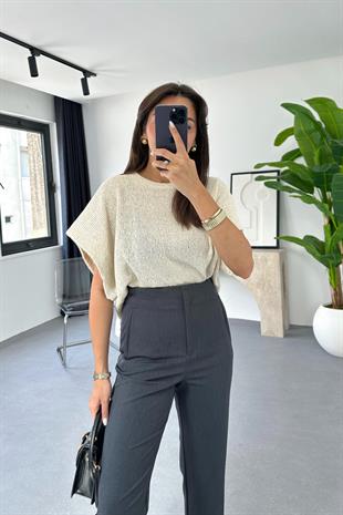 Erozy Zr Taş Kendinden Dokulu Bluz