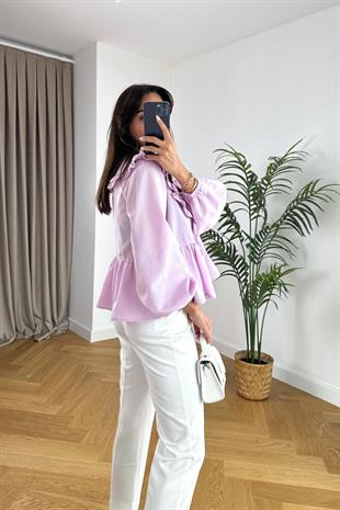 Sento Pembe Yaka Detaylı Bluz