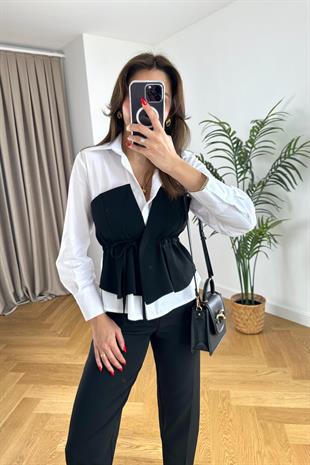 Tiessa Siyah Garnili Tasarım Gömlek