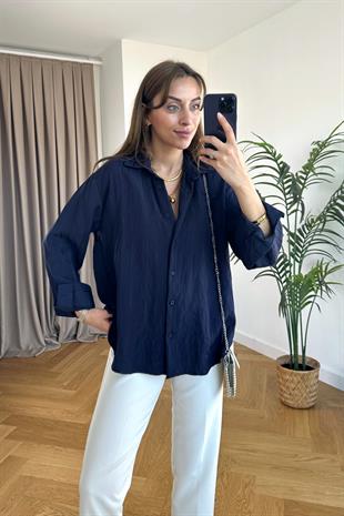 Titsa Lacivert Çizgili Gömlek