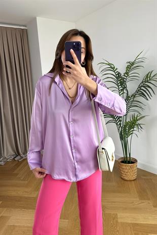 More Lila Saten Gömlek