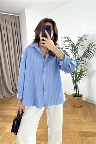 ZR Nexx Bebe Mavi Çizgili Gömlek