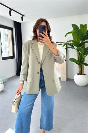 Vilgo Çağla Yeşili Çift Düğmeli Blazer