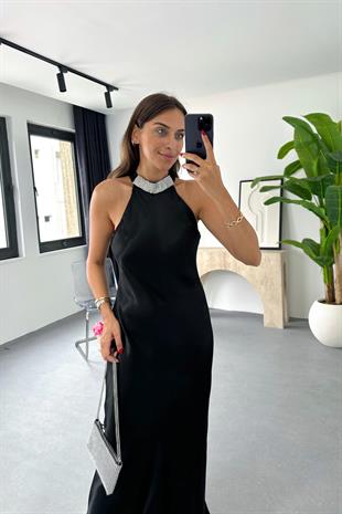 Angel Siyah Sırt Ve Boyun Detaylı Elbise
