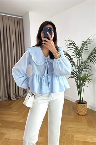 Sento Bebe Mavi Yaka Detaylı Bluz