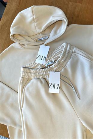 ZR Fonda Bej Sweatshirt Eşofman Takım