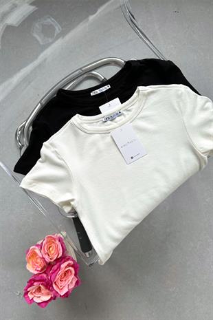 ZR Siyah Basic Crop Tişört
