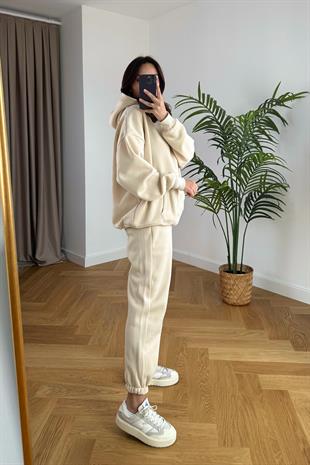 ZR Fonda Bej Sweatshirt Eşofman Takım