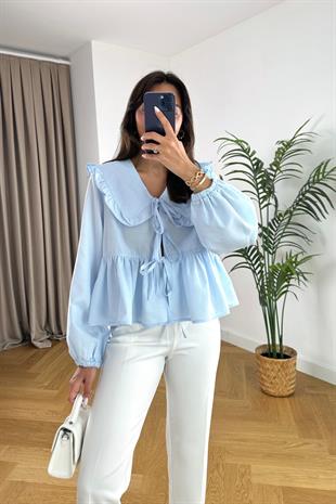 Sento Bebe Mavi Yaka Detaylı Bluz
