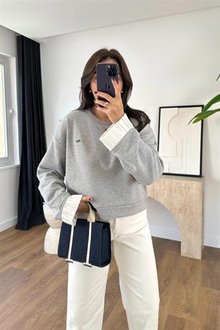 Lacos Gri Kol Detaylı Sweatshirt