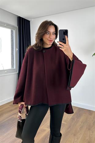 Lowren Bordo Şal Detaylı Panço Kaban