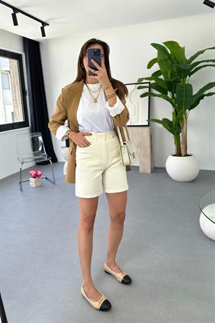 Dole ZR Ekru Mom Şort