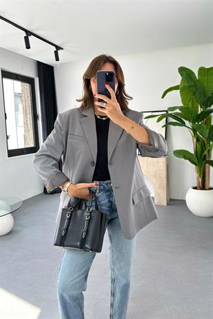 Vilgo Gri Çift Düğmeli Blazer