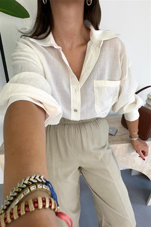 Kole Taş Cep Detaylı Gömlek