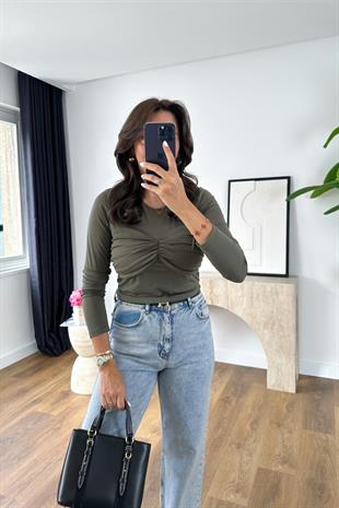 Roles Haki Göğüs Detaylı Bluz