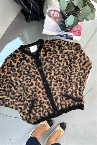 Ferguso Leopar Desenli Hırka