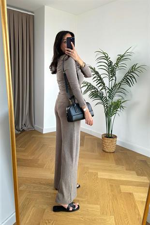 Folena Kahve Bluz Pantolon Takım