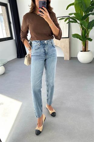 ZR Terma Açık Mavi Mom Fit Jean