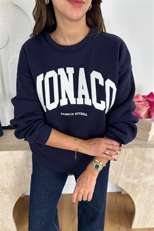 Colles Lacivert Yazı İşleme Detaylı Sweatshirt