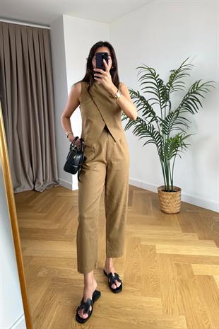 Dors Camel Yelek Pantolon Takım