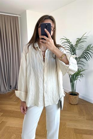 Titsa Krem Çizgili Gömlek