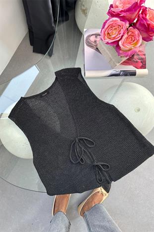 MD Nena Füme Bağlama Detaylı Yelek