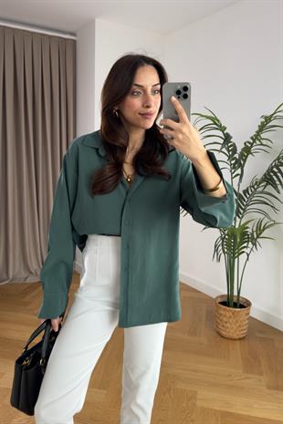 Mintox Yeşil Oversize Gömlek