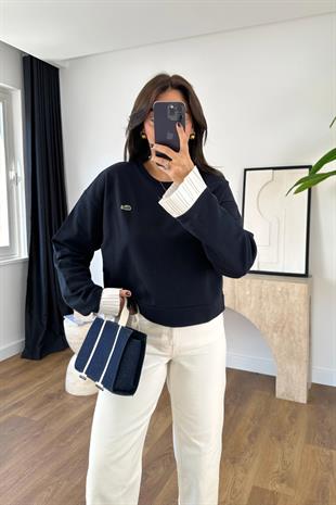 Lacos Lacivert Kol Detaylı Sweatshirt