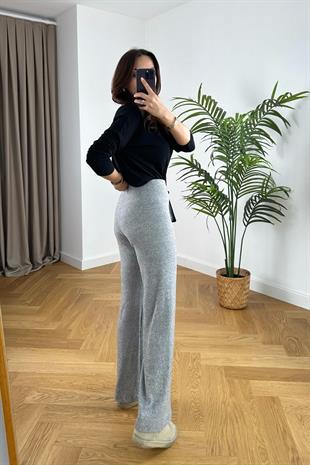 Gri Beli Lastikli Triko Pantolon