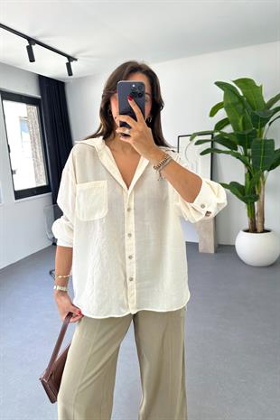 Kole Taş Cep Detaylı Gömlek