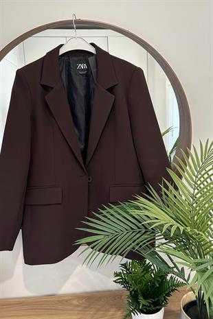 ZR Kahverengi Vatkalı Blazer Ceket