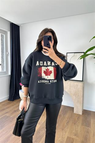 ZR Antrasit Bisitklet Yaka Canada Sweatshirt