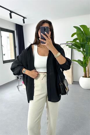 Oxi Siyah Dökümlü Gömlek