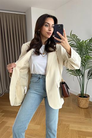 Exico ZR Ekru Blazer Ceket