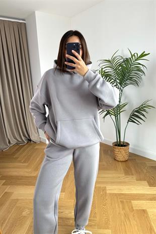 ZR Fonda Gri Sweatshirt Eşofman Takım