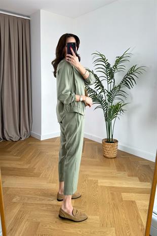 Chelsy Olive Fermuarlı Takım