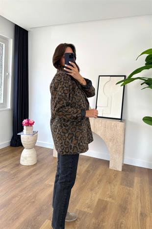 Retorsa Leopar Desenli Vatkalı Blazer Ceket