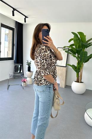 Pesca Leopar Bağlama Detaylı Bluz