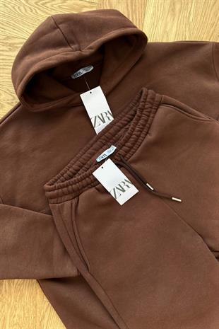 ZR Fonda Kahverengi Sweatshirt Eşofman Takım