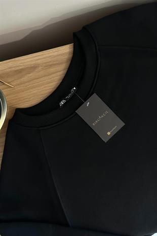ZR Siyah Bisiklet Yaka Sweatshirt