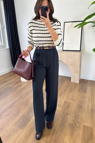 Mary Lacivert Palazzo Pantolon