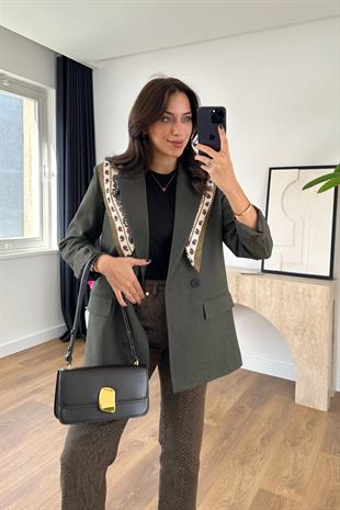 Fesla Antrasit Çift Düğme Detaylı Blazer Ceket