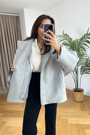 Gri Kaşe Oversize Ceket