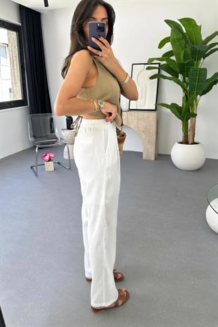 MD Luca Beyaz Palazzo Pantolon