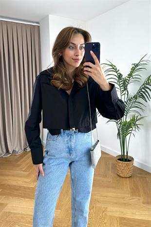 Vivalde Siyah Poplin Gömlek