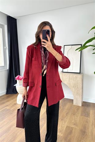 Larson Bordo Astar Detaylı Blazer Ceket