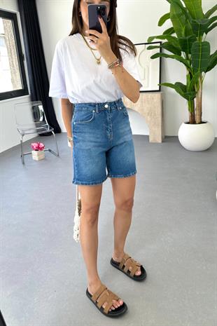 Dole ZR Koyu Lacivert Mom Şort