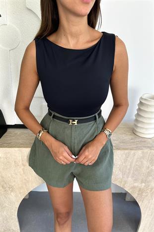 Sergon Siyah ZR Kolsuz Bluz