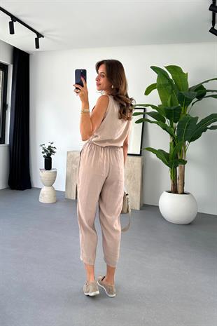 Mona Vizon Beli Bağlamalı Bluz Pantolon Takım