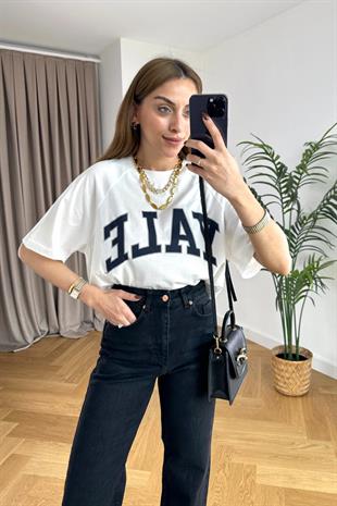 ZR Yale Baskılı Beyaz Tişört